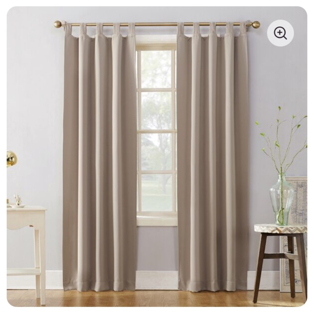 Set of 4 never opened tan/gray blackout curtains